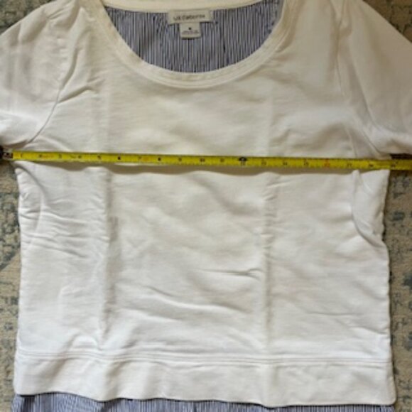 🧡3/15 Liz Claiborne Crew Neck Layered with Blue Stripe Sweatshirt Women’s M - Picture 3 of 7